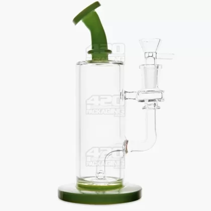 Bent Neck Two Hole Perc Glass Water Pipe w/ Thick Base