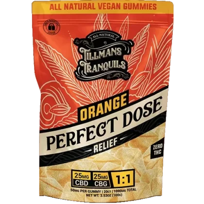 Tillmans Tranquils Orange 1:1 CBD:CBG Gummies – Anytime (Zero THC)