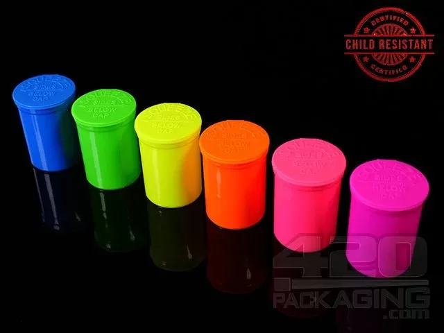 Squeezetops® PST30 Fluorescent Mix Child Resistant Containers 600/Box