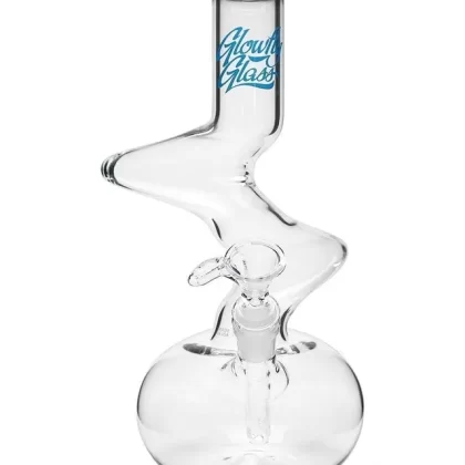 Glowfly Glass 13″ Clear Double Zig Zag Bong