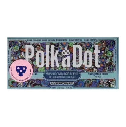 Coconut Blend PolkaDot Magic Mushroom Belgian Dark Chocolate
