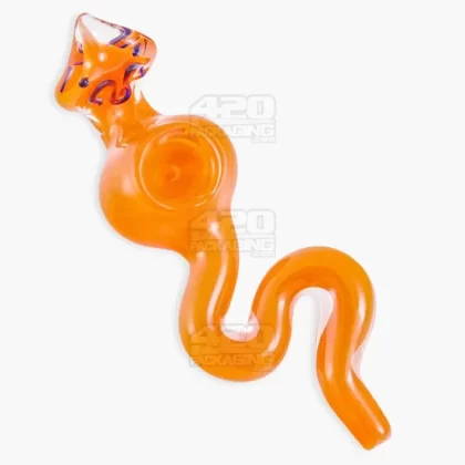 Frit Snake Hand Pipe w/ Swirls | 5in Long – Glass – Assorted