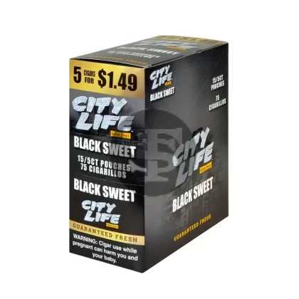 City Life Cigarillos 5 for $1.49 Black Sweet 15 Packs of 5