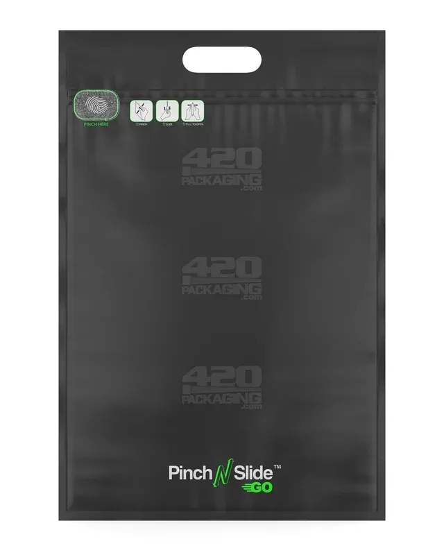 Child Resistant | Pinch N Slide Go Matte Black Mylar Exit Bags w/