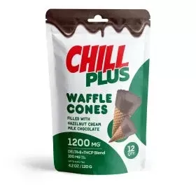 D8, THCP Waffle Cones – 100mg – Hazelnut Cream + Milk Chocolate –