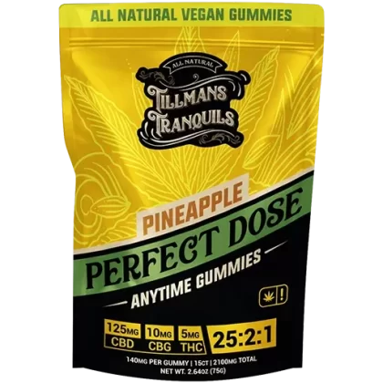 Tillmans Tranquils Pineapple Boost CBD CBG Gummies + THC 140mg Total
