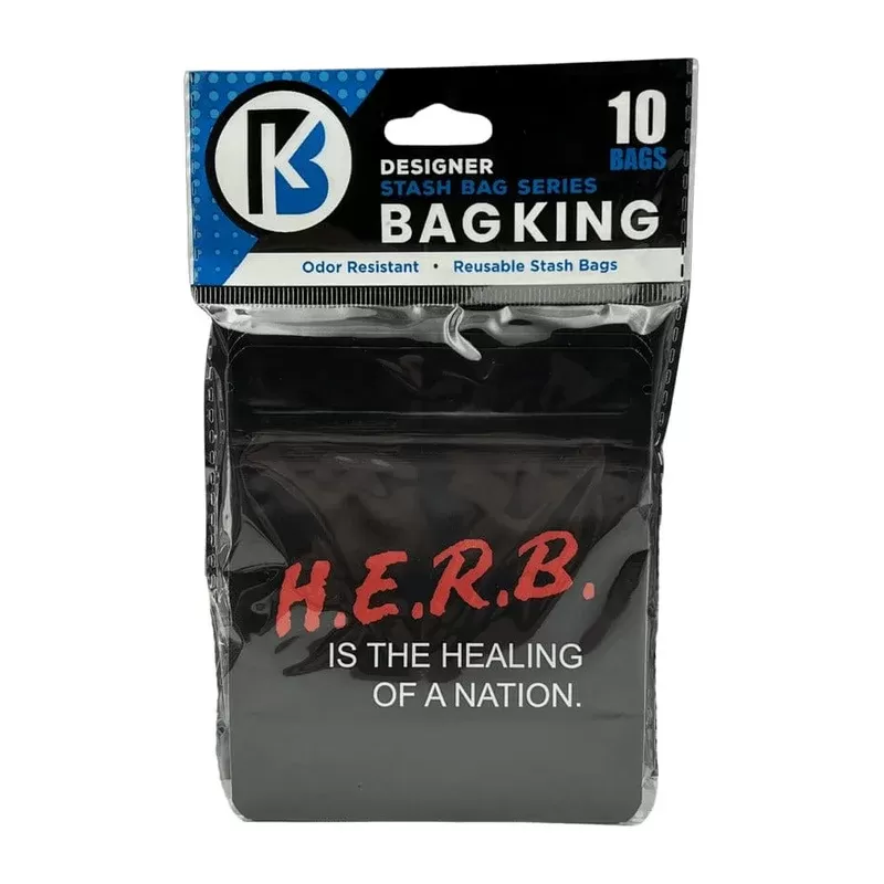 10-Pack Bag King H.E.R.B. Wide Mouth Mylar Bag | 1/8th ounce