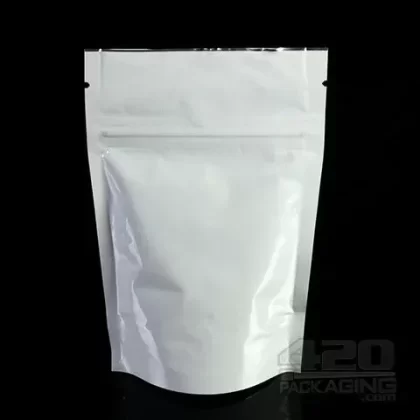 White-White 3″ x 5″ Mylar Stand Up Pouch Zip Bags 100/Box
