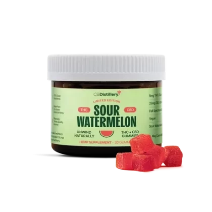 CBDistillery Sour Watermelon 5mg THC + 25mg CBD Gummies
