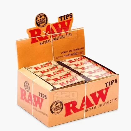 RAW | ‘Retail Display’ Rolling Paper Tips | Natural Paper – 50 Count