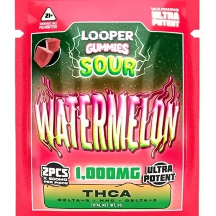 Sour Watermelon Looper THCA+Delta-9+HHC+Delta-8 Gummies 2ct 1000mg