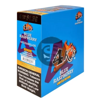 4 Kings Cigarillos 15 Packs of 4 Blue Raspberry, Pre-Priced $1.39