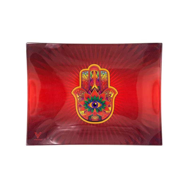 V Syndicate Hamsa Shatter Resistant Glass Rolling Tray – 6.5in