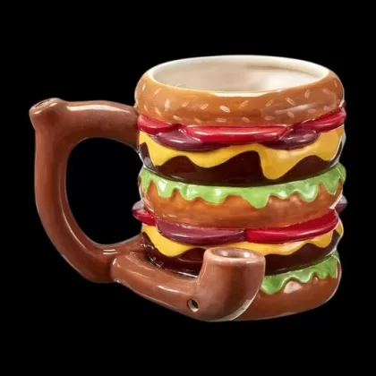 Double Cheeseburger Ceramic Pipe Mug