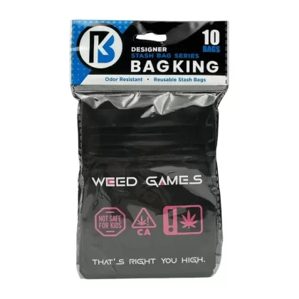 10-Pack Bag King Flower Games Wide Mouth Child-Resistant Mylar Bag