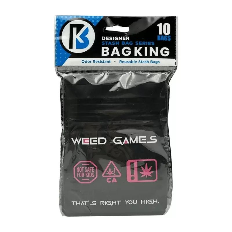 10-Pack Bag King Flower Games Wide Mouth Child-Resistant Mylar Bag