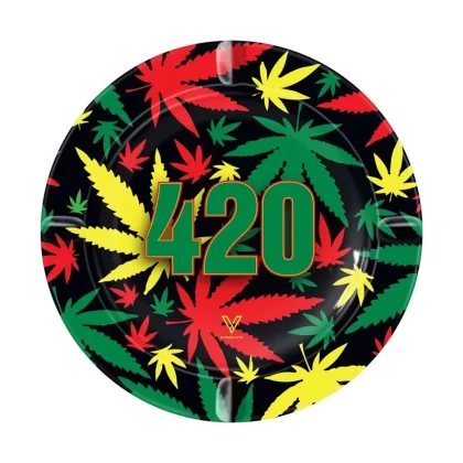V Syndicate 420 Rasta Round Metal Ashtray – 5in