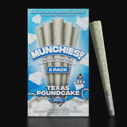 Delta Munchies Texas Poundcake 1g THCA Infused Prerolls (5 Pack)