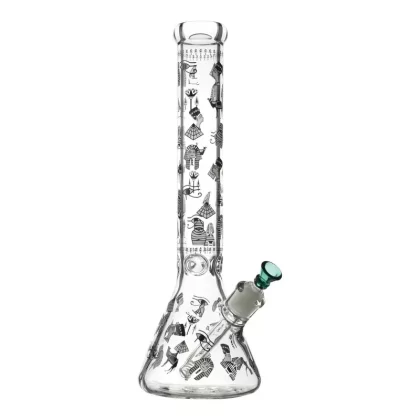 Glow in the Dark Hieroglyphic Beaker Bong – 16in