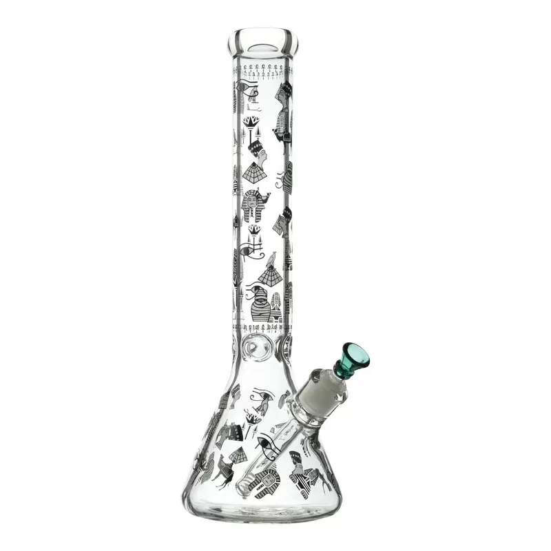 Glow in the Dark Hieroglyphic Beaker Bong – 16in
