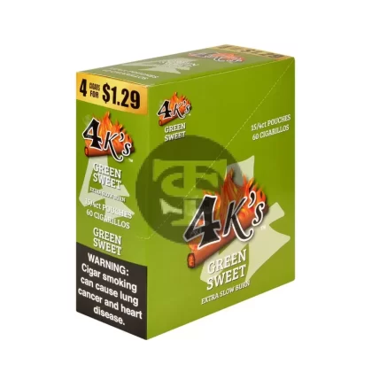 4 Kings Cigarillos 15 Packs of 4 Green Sweet, $1.29 pre-price