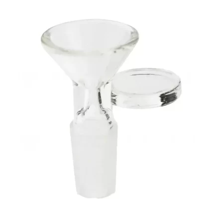 Bowl | Funnel Style w/ Flat Side Handle | 14mm – Clear – 24 Count