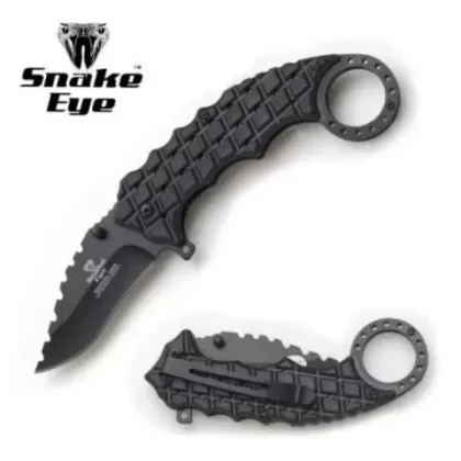 Snake Eye Tactical Karambit Style Spring Assist Knife – Black