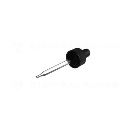Dropper Cap | Plastic Caps w/ Glass Dropper | 15mm – Black – 371 Count