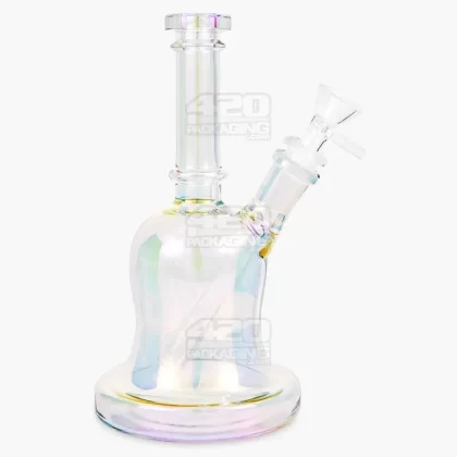 USA Glass | Straight Neck Iridescent Fumed Glass Bell Water Pipe