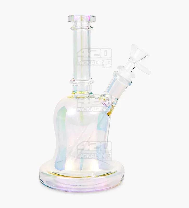 USA Glass | Straight Neck Iridescent Fumed Glass Bell Water Pipe