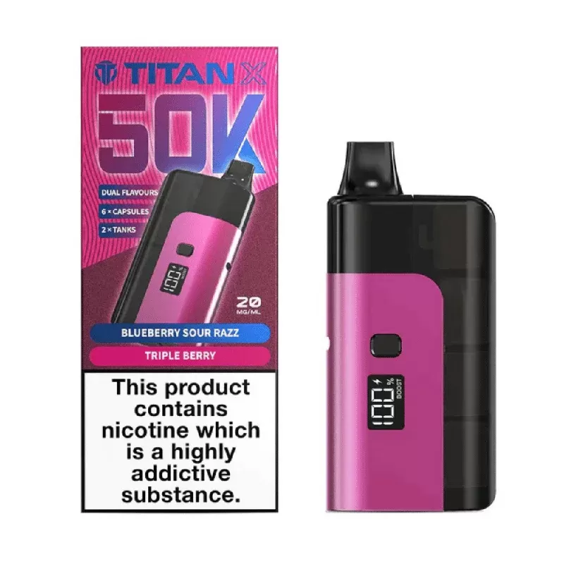 Titan X 50k Prefilled Vape Kit Blueberry Sour Razz / Triple Berry