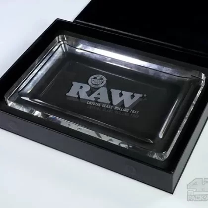 RAW | Crystal Glass Rolling Tray | 11in x 7in – Small – Glass