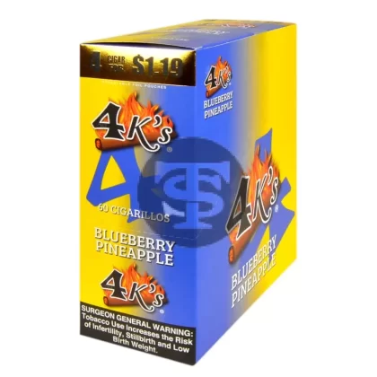 4 Kings Cigarillos 15 Packs of 4 Blueberry Pineapple, Pre-Priced $1.19