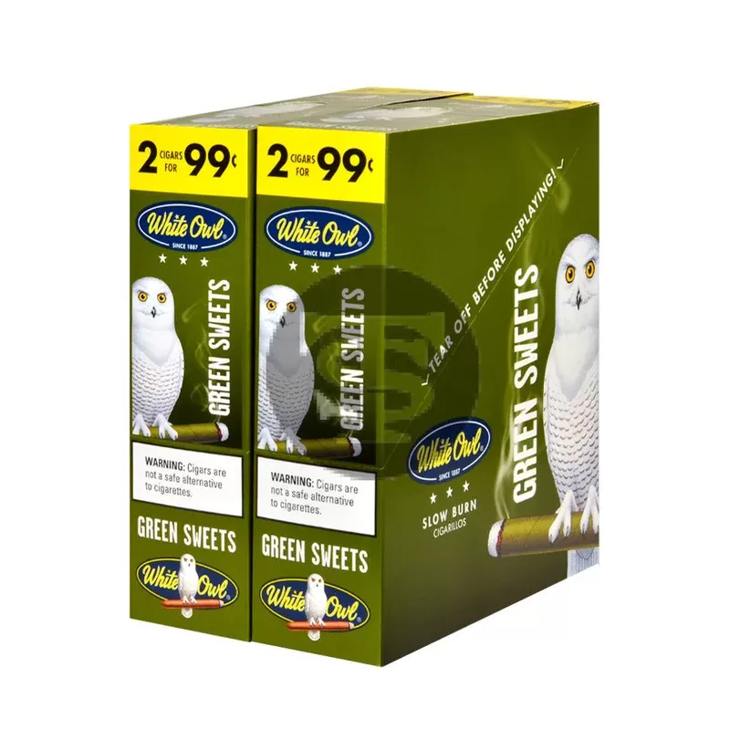 White Owl Cigarillos 99 Cent Pre Priced 30 Packs of 2 Cigars Green