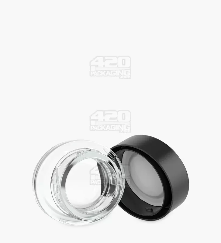 Child Resistant | Clear Glass Oval Concentrate Jar w/ Black Cap