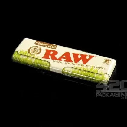 RAW Hemp King Size Slim Rolling Papers Storage Tin