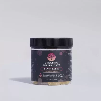 Black Label Strawberry Banana Delta 8 Gummies 3000 MG