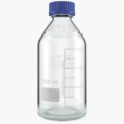 Glass Reagent Lab Bottle w/ Blue Screw Cap | 45mm – 1000ml – 24 Count