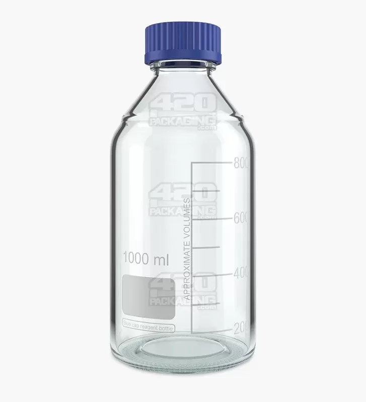 Glass Reagent Lab Bottle w/ Blue Screw Cap | 45mm – 1000ml – 24 Count