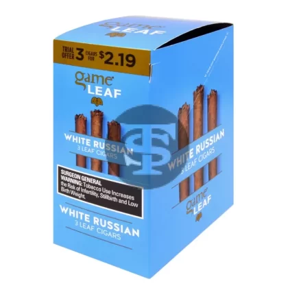 Game Leaf White Russian Cigarillos 3 for $2.19, 10 Pouches of 3