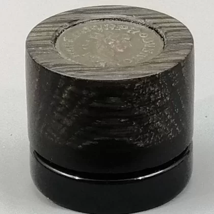 5ml Black Glass Container with Bog Oak w/Roman Coin by PhattPiggie