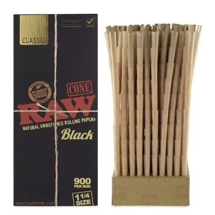 Raw Black Classic 1 1/4 Pre-Rolled Cones (900-Pack)