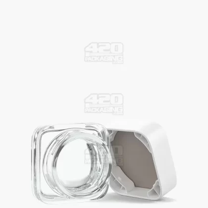 Child Resistant | Qube Clear Glass Concentrate Jar w/ White Cap