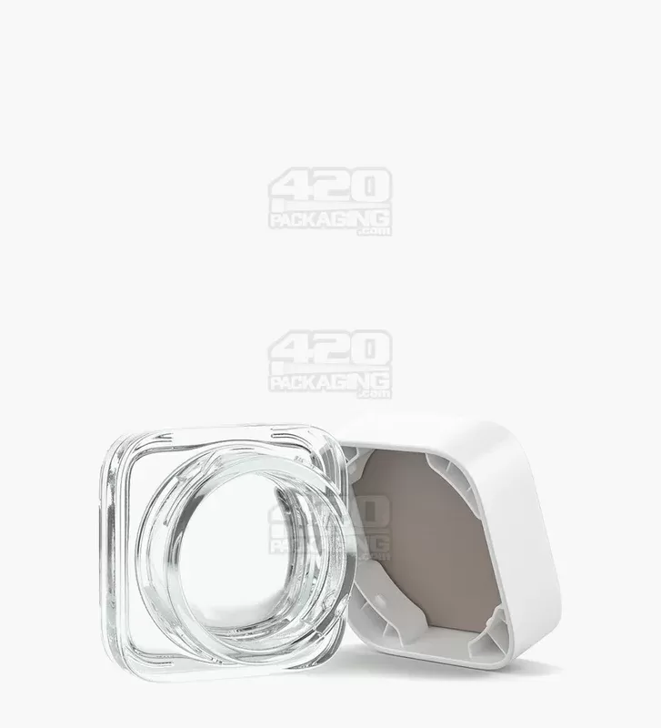 Child Resistant | Qube Clear Glass Concentrate Jar w/ White Cap