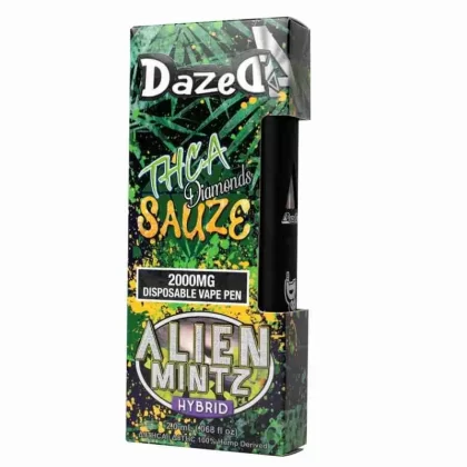 DazedA THCA Diamonds Sauze Disposable Vape Pen Alien Mintz 2g