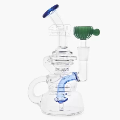 USA Glass | Bent Neck Single Uptake Recycler Water Pipe w/ Orb Perc