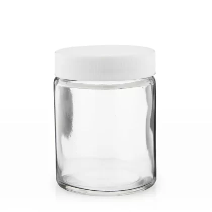 Glass Jars | Straight-Sided w/ Ribbed White Caps